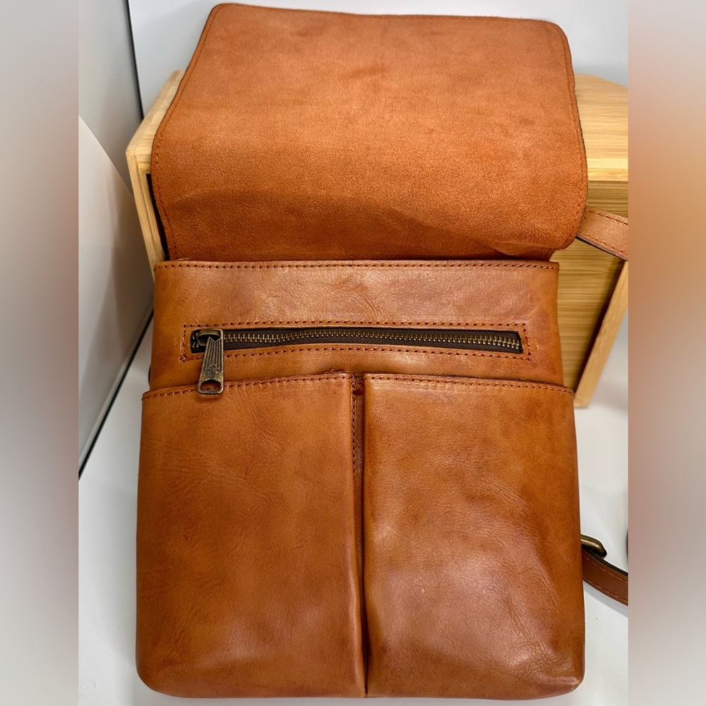 PATRICIA NASH Tan Brown Leather Floral Embroidered Crossbody Bag - Picture 5 of 8